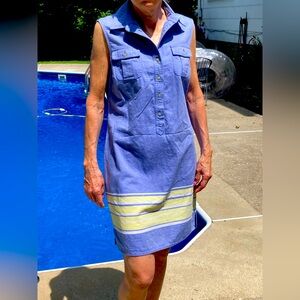 VINEYARD VINES Cotton Chambray Sleeveless Dress Size 4 Spring Summer Vaca preppy
